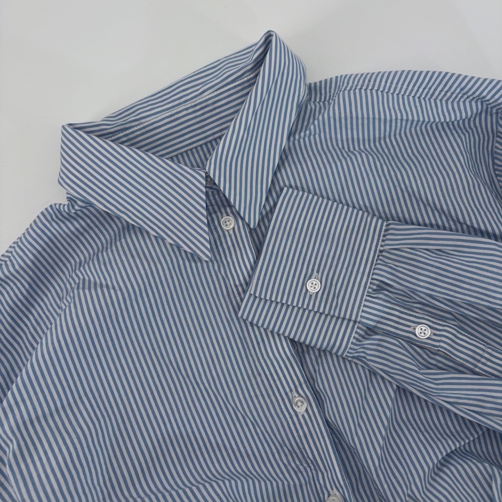 Gap Maternity Blue White Striped Cotton Button Down Empire Waist Shirt Size M